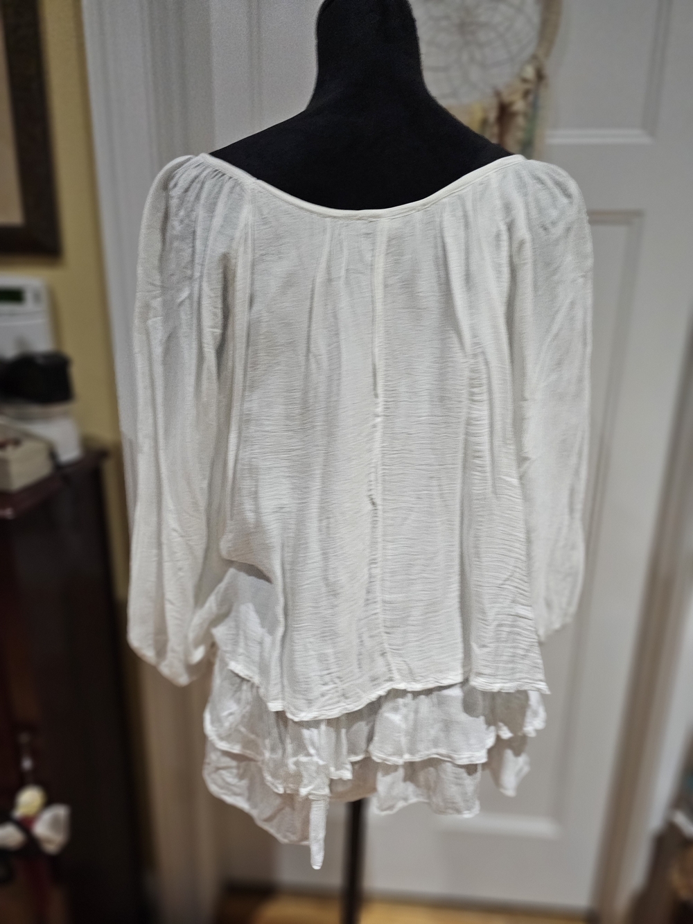 Tempo Paris White Layered Peasant Blouse - Picture 4 of 9